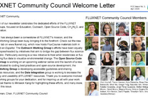 Welcome letter from the 3rd issue of the FLUXNET Community Council newsletter.